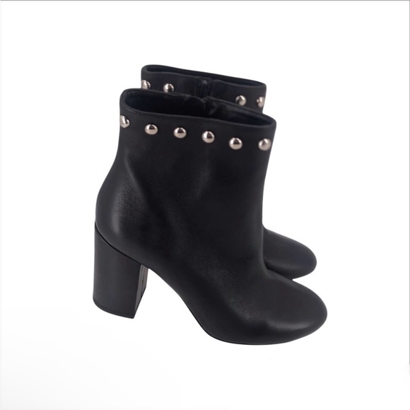 Bianca Di Ankle Bootie Studded Studs Black Leather Womens EU 38 NIB $175 - Picture 3 of 10